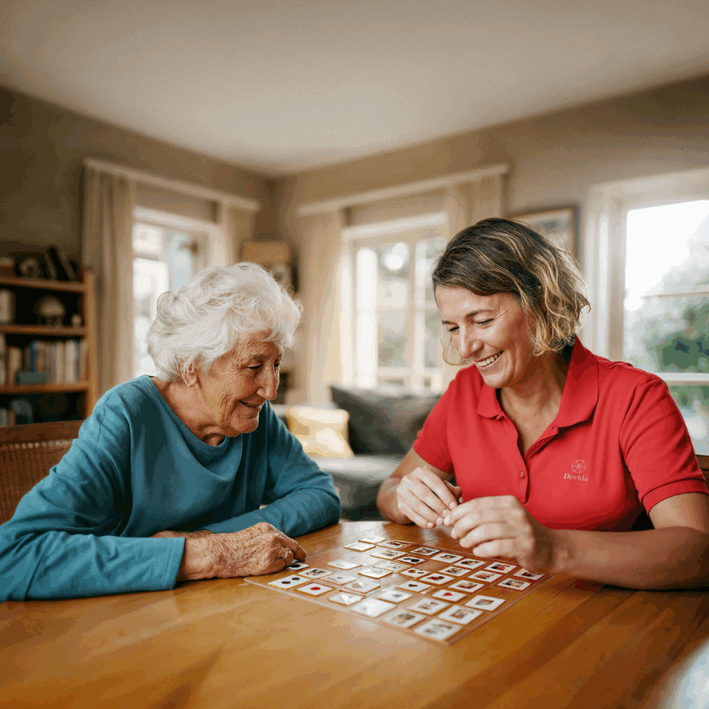 caregiver and client playing