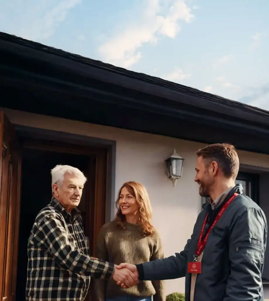 caregiver and client shaking hands